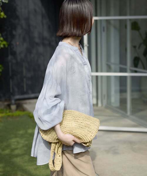 SLOBE IENA(スローブイエナ)の「《追加》ラミースキッパーシャツ(シャツ/ブラウス・レディース・ホワイト/ピンク/ブラック/サックスブルー・FREE)」の7枚目の写真