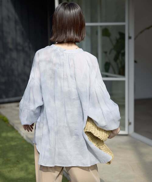 SLOBE IENA(スローブイエナ)の「《追加》ラミースキッパーシャツ(シャツ/ブラウス・レディース・ホワイト/ピンク/ブラック/サックスブルー・FREE)」の8枚目の写真