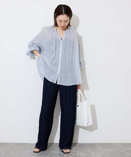 SLOBE IENA(スローブイエナ)の「《追加》ラミースキッパーシャツ(シャツ/ブラウス・レディース・ホワイト/ピンク/ブラック/サックスブルー・FREE)」の10枚目の写真