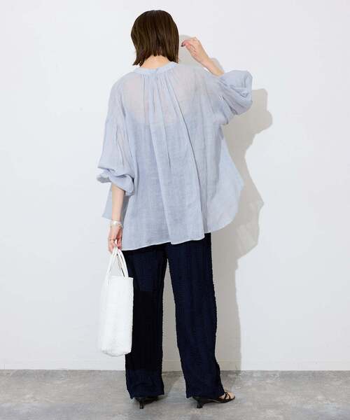 SLOBE IENA(スローブイエナ)の「《追加》ラミースキッパーシャツ(シャツ/ブラウス・レディース・ホワイト/ピンク/ブラック/サックスブルー・FREE)」の11枚目の写真