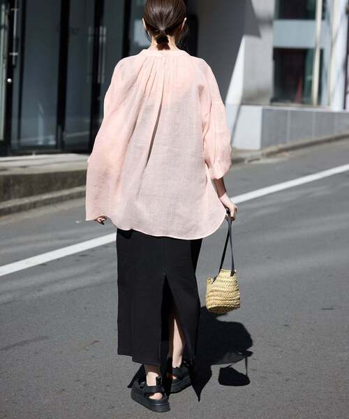 SLOBE IENA(スローブイエナ)の「《追加》ラミースキッパーシャツ(シャツ/ブラウス・レディース・ホワイト/ピンク/ブラック/サックスブルー・FREE)」の16枚目の写真