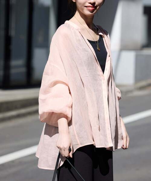SLOBE IENA(スローブイエナ)の「《追加》ラミースキッパーシャツ(シャツ/ブラウス・レディース・ホワイト/ピンク/ブラック/サックスブルー・FREE)」の18枚目の写真