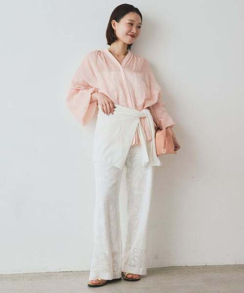 SLOBE IENA(スローブイエナ)の「《追加》ラミースキッパーシャツ(シャツ/ブラウス・レディース・ホワイト/ピンク/ブラック/サックスブルー・FREE)」の19枚目の写真