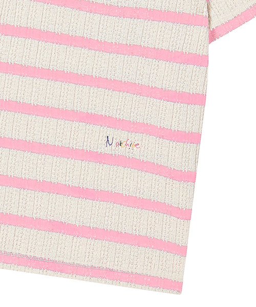 Beyond Closet（-）の「[コレクションライン] ラックスコットンストライプヘンリーネック半袖ニットピンク（ニット/セーター・メンズ・その他・MEDIUM/LARGE）」の5枚目の写真