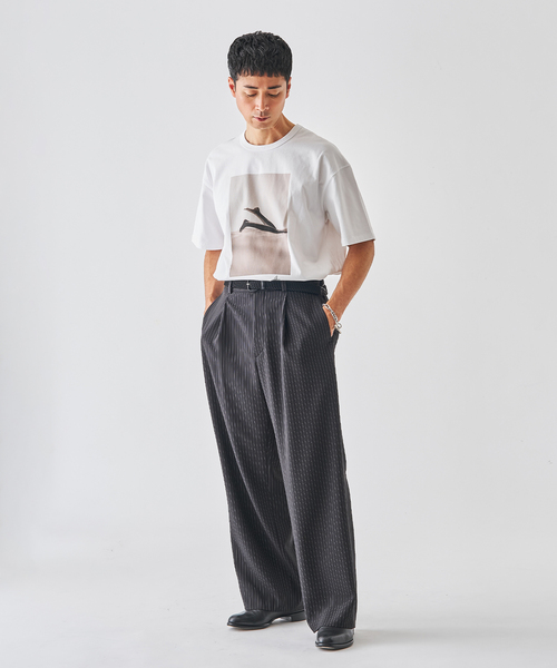 EDIFICE（エディフィス）の「ストライプ サイド アジャスト ワイド パンツ（その他パンツ・メンズ・ブラック/チャコールグレー・SMALL/MEDIUM/LARGE）」の17枚目の写真
