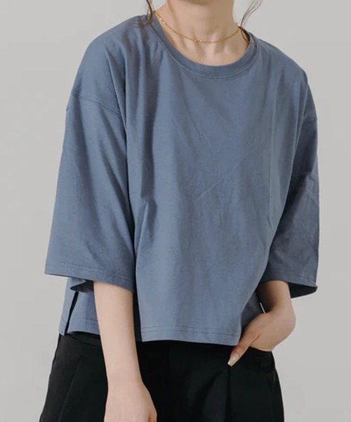 merrylatte(メリーラテ)の「ワイドシルエットショートTシャツ【IROHANI】(Tシャツ/カットソー・レディース・アイボリー/ブルー・FREE)」の5枚目の写真