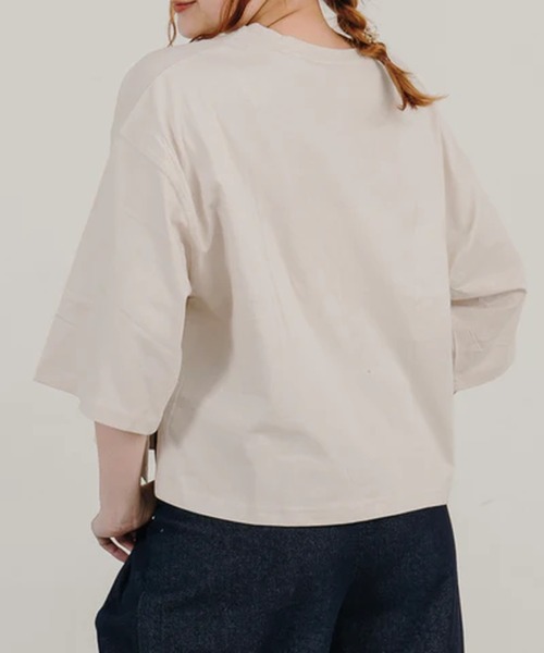 merrylatte(メリーラテ)の「ワイドシルエットショートTシャツ【IROHANI】(Tシャツ/カットソー・レディース・アイボリー/ブルー・FREE)」の4枚目の写真