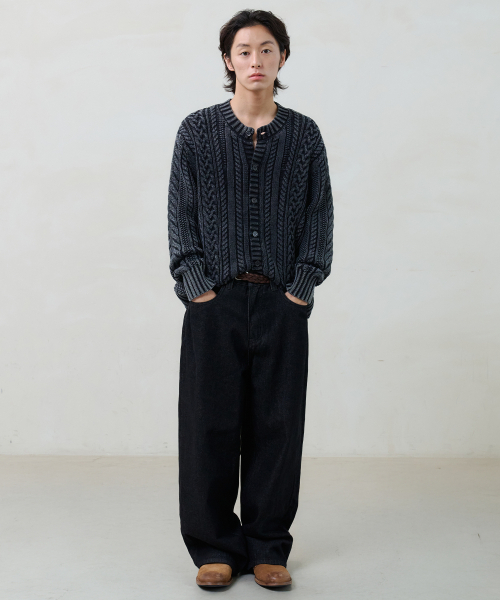NOUN(ノウン)の「faded cable knit (black)(カーディガン/ボレロ・メンズ・その他・1/2)」の6枚目の写真