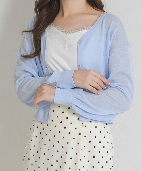 31 Sons de mode(トランテアン ソン ドゥ モード)の「2026春夏新作 Vネックシアーカーディガン(カーディガン/ボレロ・レディース・ブラック/ピンク/オフホワイト/ブルー・フリ-)」の3枚目の写真