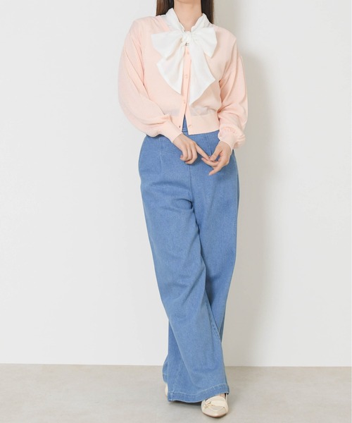 31 Sons de mode(トランテアン ソン ドゥ モード)の「2026春夏新作 Vネックシアーカーディガン(カーディガン/ボレロ・レディース・ブラック/ピンク/オフホワイト/ブルー・フリ-)」の8枚目の写真