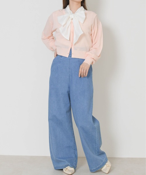 31 Sons de mode(トランテアン ソン ドゥ モード)の「2026春夏新作 Vネックシアーカーディガン(カーディガン/ボレロ・レディース・ブラック/ピンク/オフホワイト/ブルー・フリ-)」の9枚目の写真