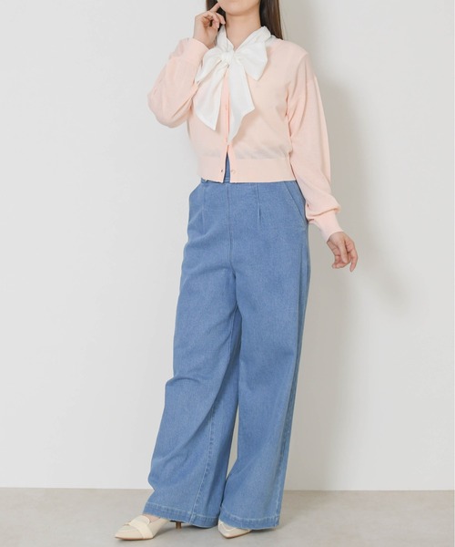 31 Sons de mode(トランテアン ソン ドゥ モード)の「2026春夏新作 Vネックシアーカーディガン(カーディガン/ボレロ・レディース・ブラック/ピンク/オフホワイト/ブルー・フリ-)」の10枚目の写真