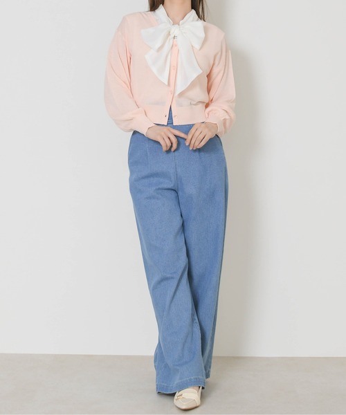 31 Sons de mode(トランテアン ソン ドゥ モード)の「2026春夏新作 Vネックシアーカーディガン(カーディガン/ボレロ・レディース・ブラック/ピンク/オフホワイト/ブルー・フリ-)」の11枚目の写真