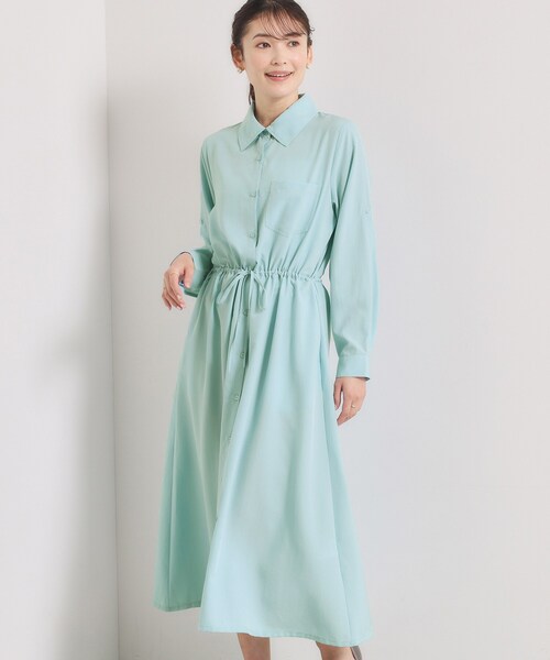 ITS'DEMO（イッツデモ）の「【UVケア／接触冷感／吸水速乾】ロールアップ袖ワンピース（ワンピース・レディース・ライトブルー/ブラウン系/ネイビー/ナチュラル・00）」の3枚目の写真