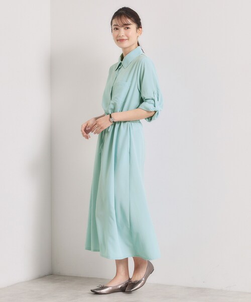 ITS'DEMO（イッツデモ）の「【UVケア／接触冷感／吸水速乾】ロールアップ袖ワンピース（ワンピース・レディース・ライトブルー/ブラウン系/ネイビー/ナチュラル・00）」の14枚目の写真