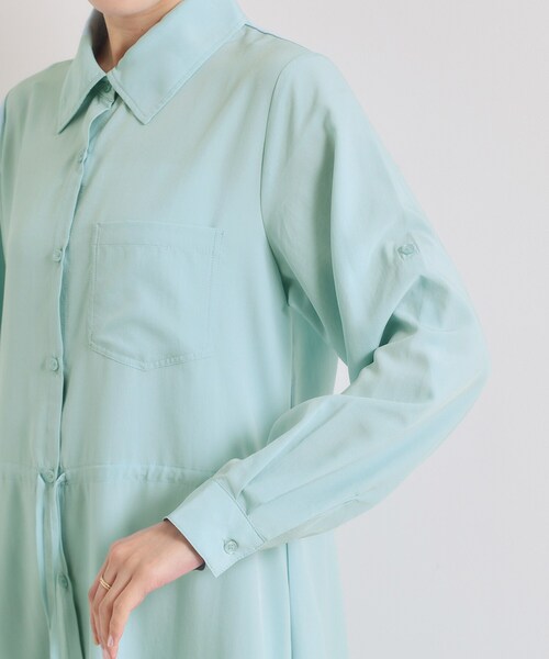 ITS'DEMO（イッツデモ）の「【UVケア／接触冷感／吸水速乾】ロールアップ袖ワンピース（ワンピース・レディース・ライトブルー/ブラウン系/ネイビー/ナチュラル・00）」の7枚目の写真