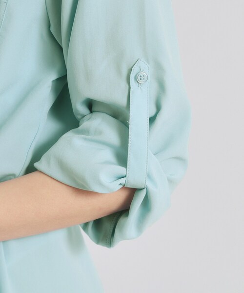 ITS'DEMO（イッツデモ）の「【UVケア／接触冷感／吸水速乾】ロールアップ袖ワンピース（ワンピース・レディース・ライトブルー/ブラウン系/ネイビー/ナチュラル・00）」の8枚目の写真