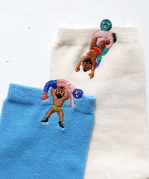 KIVISDOU | 【2足組】プロレスはみ出し刺繍 ショートソックス(ソックス/靴下)