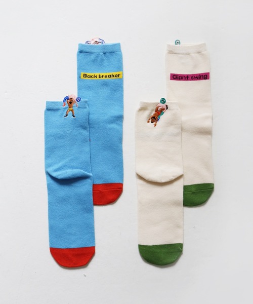 KIVISDOU(キビスドウ)の「【2足組】プロレスはみ出し刺繍 ショートソックス(ソックス/靴下・レディース・A・S)」の8枚目の写真