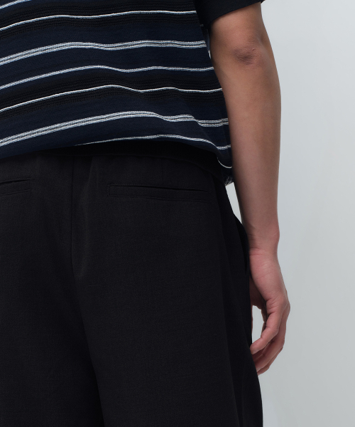 MUSINSA STANDARD（ムシンサスタンダード）の「クリンクルリネンライクワイドバンディングパンツ[ブラック]（その他パンツ・メンズ・その他・40/38/42/36/34/32/30/26/28）」の6枚目の写真