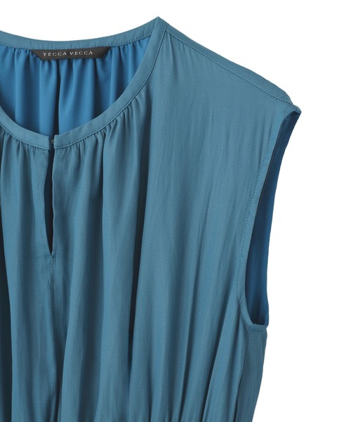 YECCA VECCA（イェッカヴェッカ）の「マルチカラーシャーリングワンピース（ワンピース・レディース・ブルーグリーン/ベージュ・FREE）」の18枚目の写真