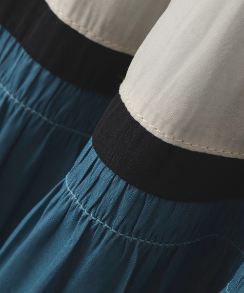 YECCA VECCA（イェッカヴェッカ）の「マルチカラーシャーリングワンピース（ワンピース・レディース・ブルーグリーン/ベージュ・FREE）」の21枚目の写真