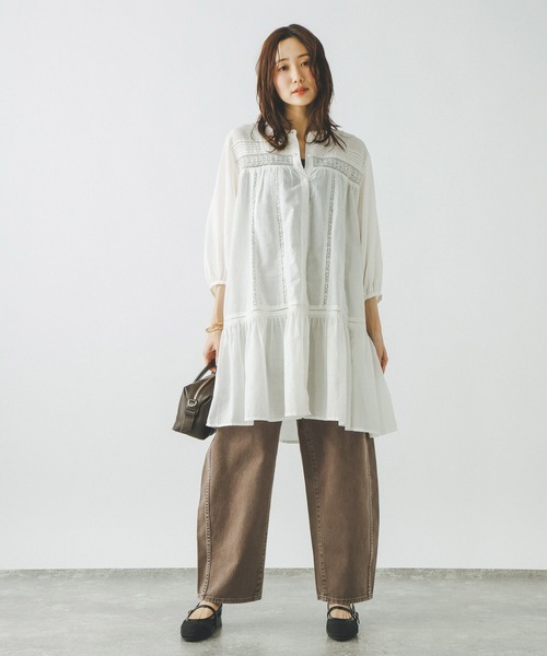 GLOBAL WORK(グローバルワーク)の「meets India/レースチュニック/601320(その他トップス・レディース・ブラウン/オフホワイト/ブラック・LARGE/MEDIUM)」の4枚目の写真