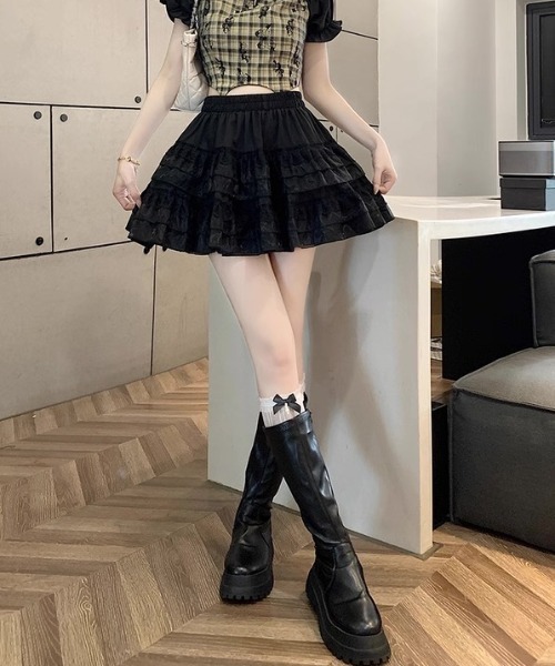 Alvia(アルビア)の「レースミニスカート(スカート・レディース・ブラック/ホワイト・M)」の16枚目の写真