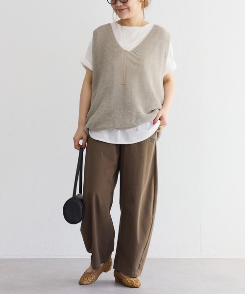 PUAL CE CIN(ピュアルセシン)の「接触冷感・抗菌カットソーカーブシルエットパンツ(スウェットパンツ・レディース・ブラウン/ブラック/オートミール・MEDIUM/LARGE)」の18枚目の写真