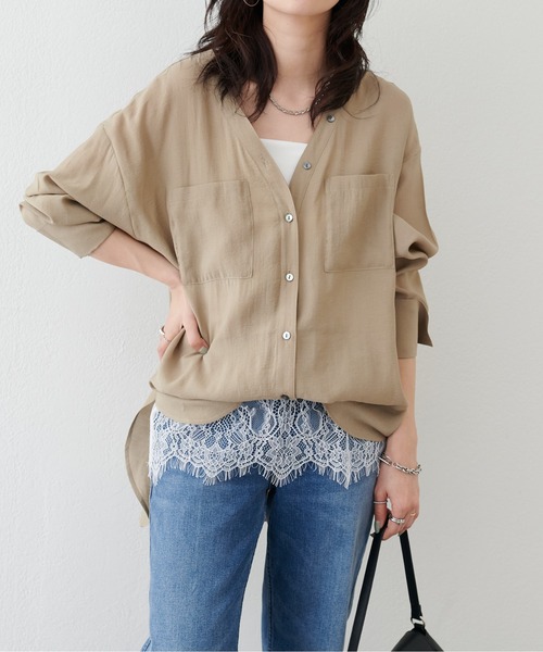 LARUTA（ラルータ）の「【LARUTA】［Azusa企画］カップ付きレースレイヤードキャミ（キャミソール・レディース・ブラック/オフホワイト/アイボリー・FREE）」の2枚目の写真