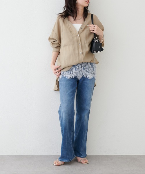 LARUTA（ラルータ）の「【LARUTA】［Azusa企画］カップ付きレースレイヤードキャミ（キャミソール・レディース・ブラック/オフホワイト/アイボリー・FREE）」の9枚目の写真