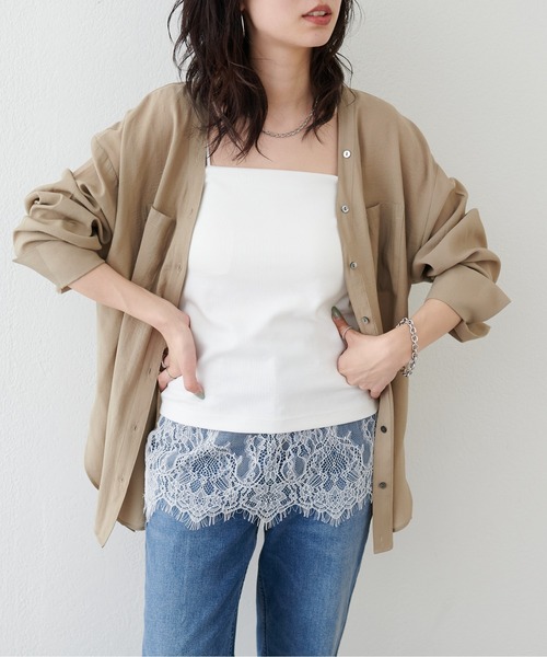 LARUTA（ラルータ）の「【LARUTA】［Azusa企画］カップ付きレースレイヤードキャミ（キャミソール・レディース・ブラック/オフホワイト/アイボリー・FREE）」の6枚目の写真