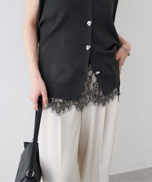 LARUTA（ラルータ）の「【LARUTA】［Azusa企画］カップ付きレースレイヤードキャミ（キャミソール・レディース・ブラック/オフホワイト/アイボリー・FREE）」の18枚目の写真