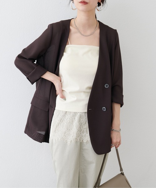 LARUTA（ラルータ）の「【LARUTA】［Azusa企画］カップ付きレースレイヤードキャミ（キャミソール・レディース・ブラック/オフホワイト/アイボリー・FREE）」の13枚目の写真