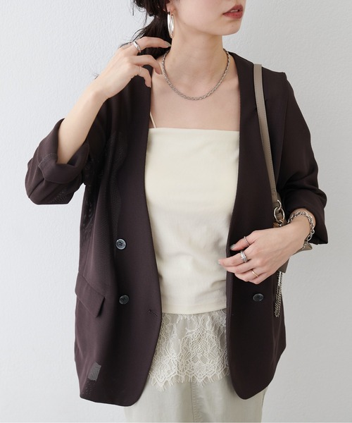 LARUTA（ラルータ）の「【LARUTA】［Azusa企画］カップ付きレースレイヤードキャミ（キャミソール・レディース・ブラック/オフホワイト/アイボリー・FREE）」の11枚目の写真