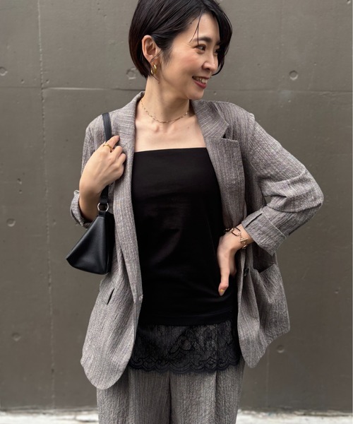 LARUTA（ラルータ）の「【LARUTA】［Azusa企画］カップ付きレースレイヤードキャミ（キャミソール・レディース・ブラック/オフホワイト/アイボリー・FREE）」の22枚目の写真