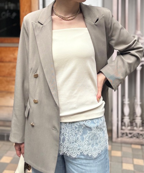 LARUTA（ラルータ）の「【LARUTA】［Azusa企画］カップ付きレースレイヤードキャミ（キャミソール・レディース・ブラック/オフホワイト/アイボリー・FREE）」の15枚目の写真