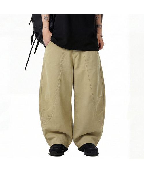ARTISTWEAR（アーティストウェア）の「[ATW] ボリュームワイドフィットコットンカーブドパンツ - 2カラー（その他パンツ・レディース・ベージュ/チャコール・SMALL/MEDIUM/LARGE/X-LARGE/XX-LARGE）」の2枚目の写真