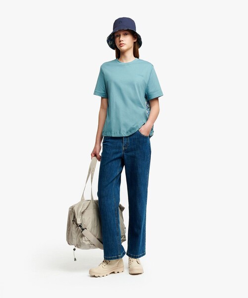AIGLE（エーグル）の「【LIBERTY】 背面バックフラワープリントオーガニックコットン半袖Tシャツ（Tシャツ/カットソー・レディース・ピンク/モスグリーン/ブルー・S/M/L）」の9枚目の写真