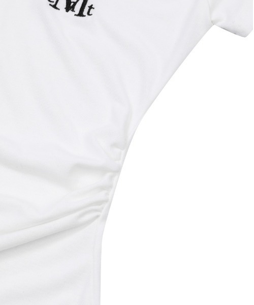 MUCENT（ムセント）の「A'GEM/9 × .kom 『MUCENT/ムセント』YATI SIDE SHIRRING V-NECK HALF TEE/バグースカモロゴクロップ半袖Tシャツ（Tシャツ/カットソー・レディース・ホワイト/ブラック/チャコールグレー/グレー・FREE）」の22枚目の写真