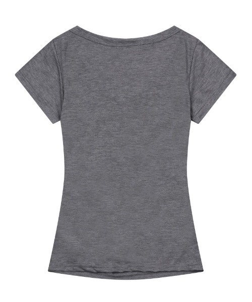 MUCENT（ムセント）の「A'GEM/9 × .kom 『MUCENT/ムセント』YATI SIDE SHIRRING V-NECK HALF TEE/バグースカモロゴクロップ半袖Tシャツ（Tシャツ/カットソー・レディース・ホワイト/ブラック/チャコールグレー/グレー・FREE）」の5枚目の写真