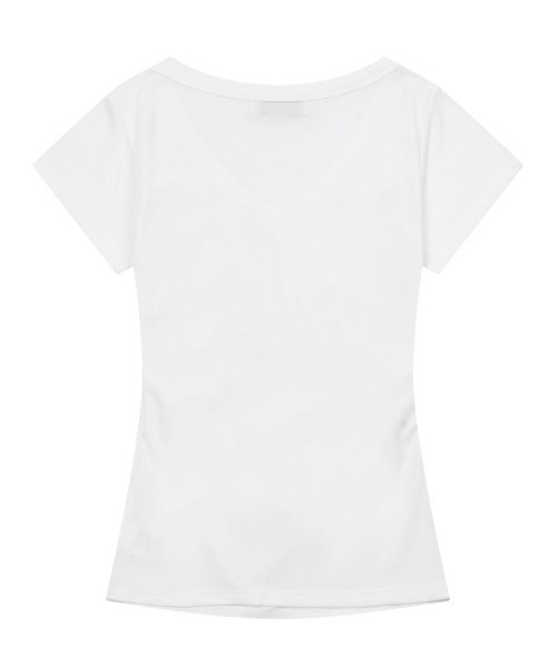 MUCENT（ムセント）の「A'GEM/9 × .kom 『MUCENT/ムセント』YATI SIDE SHIRRING V-NECK HALF TEE/バグースカモロゴクロップ半袖Tシャツ（Tシャツ/カットソー・レディース・ホワイト/ブラック/チャコールグレー/グレー・FREE）」の20枚目の写真
