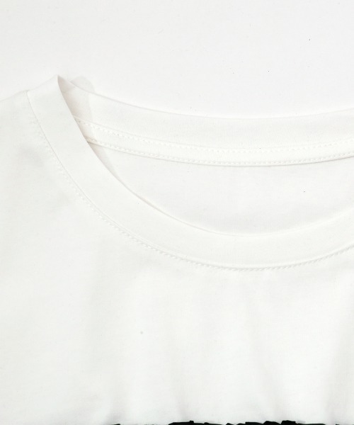 Rejoule(リジュール)の「レイヤード風 シャーリングドッキング半袖プルオーバー(Tシャツ/カットソー・レディース・ホワイト/ブラック/グレー・FREE)」の5枚目の写真