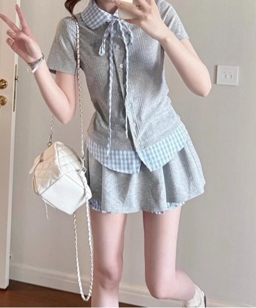 almo（アルモ）の「【LAMPOON】レイヤードカットソーセットアップ（セットアップ・レディース・グレー・LARGE/MEDIUM/SMALL）」の4枚目の写真