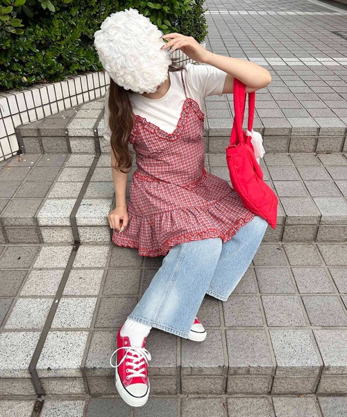 WC(ダブル シー)の「《2way》フリル切替チェックワンピース(ワンピース・レディース・レッド/ブラウン/ネイビー・FREE)」の21枚目の写真