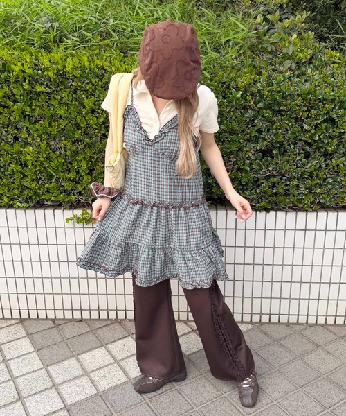 WC(ダブル シー)の「《2way》フリル切替チェックワンピース(ワンピース・レディース・レッド/ブラウン/ネイビー・FREE)」の6枚目の写真