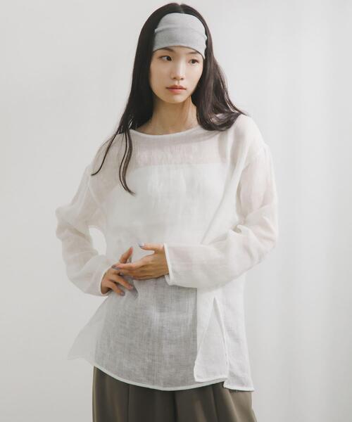 URBAN RESEARCH DOORS(アーバンリサーチドアーズ)の「Linen Mesh 2way Blouse(シャツ/ブラウス・レディース・オフホワイト/ブラック・FREE)」の3枚目の写真