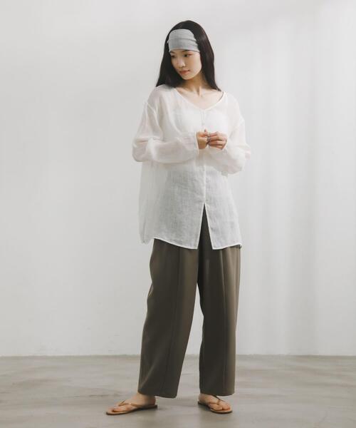 URBAN RESEARCH DOORS(アーバンリサーチドアーズ)の「Linen Mesh 2way Blouse(シャツ/ブラウス・レディース・オフホワイト/ブラック・FREE)」の5枚目の写真