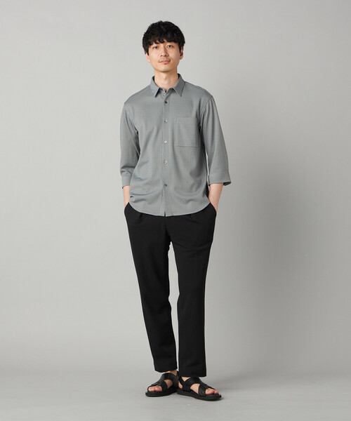 COMME CA MEN(コムサメン)の「千鳥ジャージー 七分袖カジュアルシャツ(シャツ/ブラウス・メンズ・ブラック/ネイビー・L/M/S)」の3枚目の写真