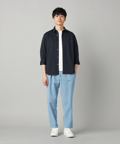 COMME CA MEN(コムサメン)の「千鳥ジャージー 七分袖カジュアルシャツ(シャツ/ブラウス・メンズ・ブラック/ネイビー・L/M/S)」の8枚目の写真